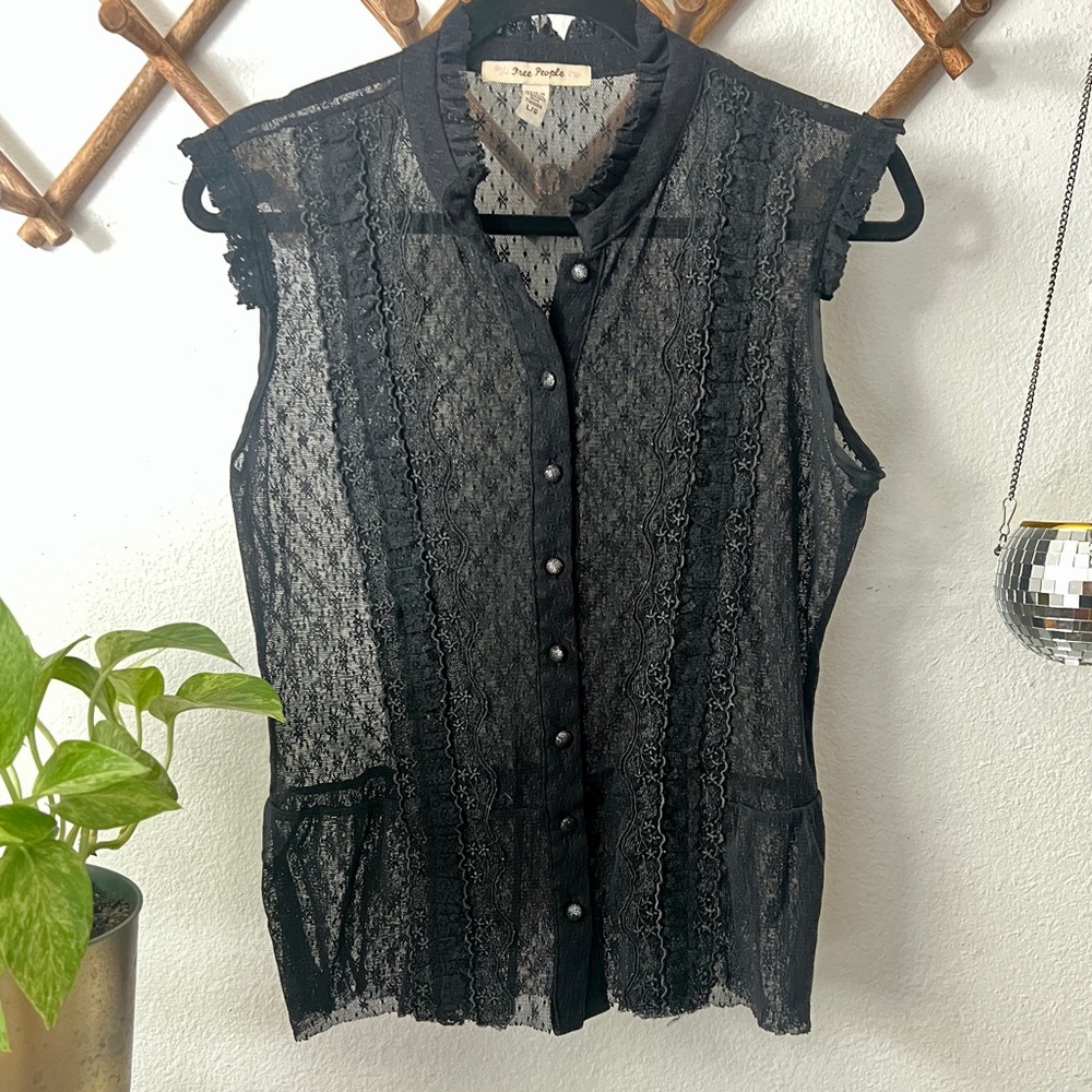 Sheer Black Lace Sleeveless Top